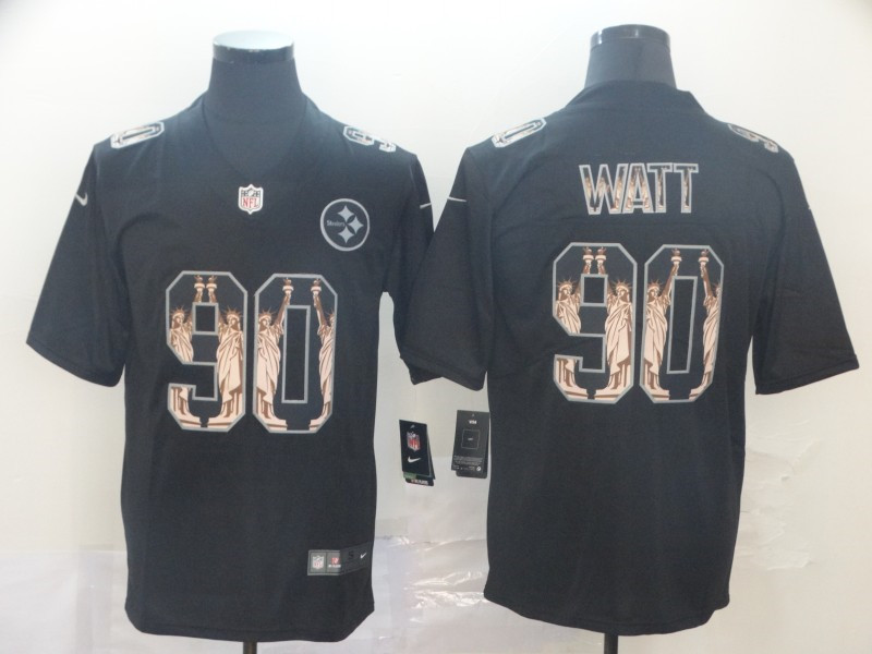 Men Pittsburgh Steelers Football #90 T J Watt Black Vapor Statue Of Liberty Limited NFL Jersey->women nfl jersey->Women Jersey